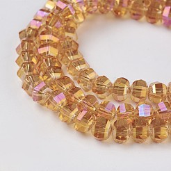 電気メッキガラスビーズセット  多面カット  ロンデル  フル虹メッキ  オレンジ  6x4.5mm  穴：1mm  約98個/連  17.3インチ（44cm）&nbsp;EGLA-L012-B-FR01