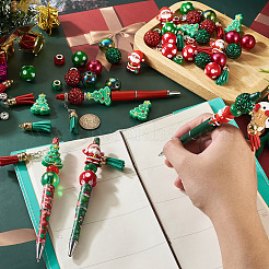 クリスマスボールペンのDIYキット  樹脂ラインストーングラデーションビーズを含む  アクリルビーズ  レジンヨーロピアンビーズ  abs樹脂ボールペン  ミックスカラー  20mm  穴：2~2.5mm&nbsp;DIY-TA0014-63