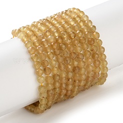 天然黄色のアパタイトビーズ連売り  多面カット  ラウンド  4mm  穴：0.7mm  約94個/連  15.31''（38.9センチメートル）&nbsp;GG-CBAE031-A02-4mm