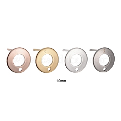 32個 4色 304ステンレススチールスタッドピアス金具  ドーナツ  ミックスカラー  10.3mm  穴：1.3mm  ピン：0.7mm  8個/カラー&nbsp;STAS-LS0001-08