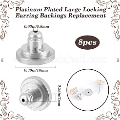 真鍮製イヤーナット8個  ピアスバックキャッチ  プラチナメッキ  10x7mm  穴：0.8mm&nbsp;FIND-BBC0003-57P