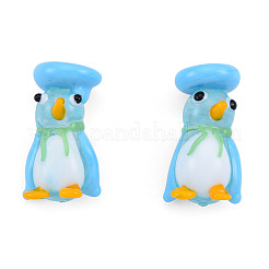 手作りランプワークビーズ  穴がない  ペンギン  ディープスカイブルー  26~27.5x16~17x14.5~15mm&nbsp;LAMP-N029-024C