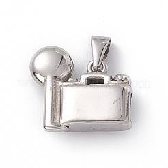 304ステンレスペンダント  カメラチャーム  アンティークシルバー  18.5x21x8mm  穴：2.5x7.5mm&nbsp;STAS-G285-01AS