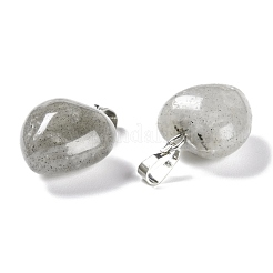 天然石ラブラドライトペンダント  プラチナブラスループ付き  ハート  18~19x15~15.5x7~10mm  穴：6x2.5~3mm&nbsp;G-I311-A03