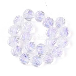 テクスチャ加工された内側の花、手作りのランプワークビーズ  ラウンド  ラベンダー  12mm  穴：1.5mm  約20個/連&nbsp;LAMP-T024-07E