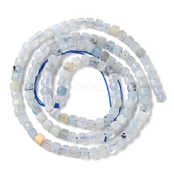 天然石アクアマリンビーズ連売り  多面カット  キューブ  3x3x3mm  穴：0.7mm  約126個/連  14.92インチ（37.9cm）&nbsp;G-G003-B02-01