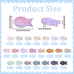 110個22色透明ガラスビーズ  魚  ミックスカラー  15x8x5mm  穴：1mm  5個/カラー&nbsp;GLAA-ME0001-35