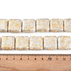 合成ターコイズビーズ連売り  スプレー塗装  正方形  銀  20x20x6.5mm  穴：1mm  約20個/連  15.63''（39.7センチメートル）&nbsp;TURQ-T004-09A-11