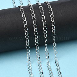 真鍮製のカーブチェーン  ツイストチェーン  ハンダ付け  スプールで  プラチナ  4x1mm  約164.04フィート（50m）/ロール&nbsp;CHC-L014B-01P