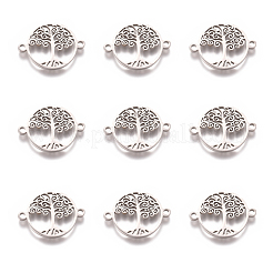 201 ステンレススチールリンクコネクター  命の木とフラットラウンド  ステンレス鋼色  16x21x1mm  穴：1.5mm&nbsp;STAS-CJC0003-01P