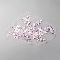 3d花柄レーヨン刺繍飾りアクセサリー  ビーズレースアップリケパッチ  ミシンクラフト装飾  プラム  278x420x7mm&nbsp;DIY-WH0399-52A