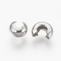 変色防止304ステンレススチール製クリンプビーズカバー  ステンレス鋼色  4.5mm  穴：2mm&nbsp;X-STAS-L215-10P