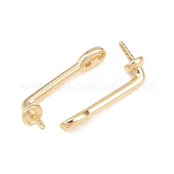 真鍮製スタッドピアスパーツ  カドミウムフリー＆鉛フリー  片穴パーツ用  24KGP本金メッキ  16x3x7mm  穴：0.9mm  ピン：0.8mm&nbsp;KK-C163-04G
