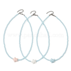 3Pcs 3 Colors Ocean Handmade Porcelain Starfish Glass Beaded Necklaces for Women&nbsp;NJEW-JN06392