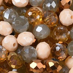 ガラスビーズ  多面カット  ロンデル  バリーウッド  8x6mm  穴：1mm  約145個/60g&nbsp;EGLA-A034-SM8mm-34