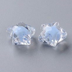 透明なアクリルビーズ  二層ビーズ  多面カット  スター  コーンフラワーブルー  14x15x8.5mm  穴：2mm  約518個/500g&nbsp;TACR-S152-02A-SS2113