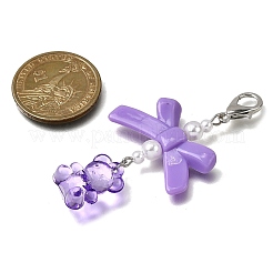 Acrylic Bear with Bowknot Pendant Decorations&nbsp;HJEW-JM04101