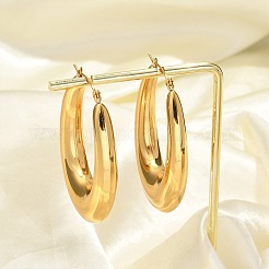 304ステンレススチール製オーバルフープピアス  ゴールドカラー  49x36x8mm&nbsp;EJEW-Q011-14G