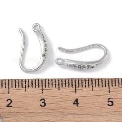 真鍮製マイクロパヴェキュービックジルコニアピアスフック  釣り針  プラチナ  16x8.5x3mm  穴：1mm&nbsp;KK-U008-07P