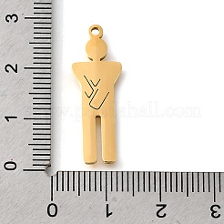 304ステンレスペンダント  少年のチャーム  レーザー切断  18KGP本金メッキ  27.5x9.5x1.5mm  穴：1.4mm&nbsp;LS-STAS-S178-05G-B