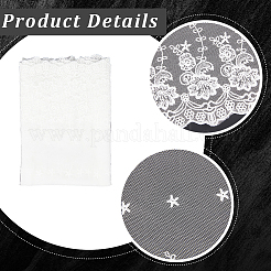 3ヤードのポリエステル刺繍フラワーメッシュ生地  衣料品用  ホワイト  520mm&nbsp;DIY-GF0011-37A