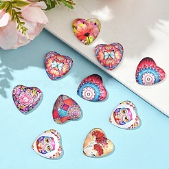 ガラスカボション  ハート  ミックスカラー  12x12mm&nbsp;GGLA-YWC0001-01A
