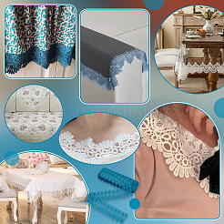 Polyester Flower Lace Ribbon&nbsp;OCOR-WH0105-156B