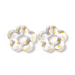 透明なアクリルビーズ  水玉模様の花  透明  きいろ  19x19.5x3.5mm  穴：1.6mm&nbsp;OACR-C009-06E