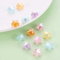 模造ゼリーアクリルビーズ  ABカラーメッキ  花  ミックスカラー  11x12x7.5mm  穴：2.5mm  約890個/500g&nbsp;TACR-S154-46E