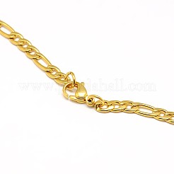 304ステンレススチールフィガロチェーンネックレスの作り方  ゴールドカラー  19.49インチ〜21.65インチ（49.5~55cm）  4.5mm&nbsp;X-STAS-A028-N023G