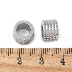 201ステンレススチールヨーロピアンビーズ  大穴ビーズ  コラム  ステンレス鋼色  10mm  穴：6.3mm&nbsp;STAS-Z124-06A-P