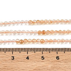 加熱された天然シトリンビーズ連売り  多面カット  ラウンド  グレードAA  3~3.2x3~3.3mm  穴：0.7mm  約126~128個/連  15.12''~15.28''（38.4~38.8センチメートル）&nbsp;G-Q002-B04-04