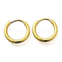 女性用304ステンレスフープピアス  イオンプレーティング（ip）  14KGP本金メッキ  11x1.5mm&nbsp;EJEW-M068-15K-G