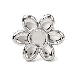 調整可能な304ステンレス鋼オープンカフリング部品  ベゼルカップリングのセッティング  花  変色しない  ステンレス鋼色  トレイ：8mm  内径：18mm  花：29x26mm&nbsp;STAS-P403-01H-P