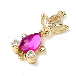 Brass Micro Pave Clear Cubic Zirconia Fish Links Connector Charms&nbsp;KK-K375-26G-20