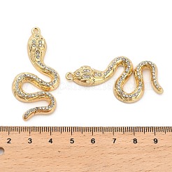 ラインストーン付きラックメッキ合金ペンダント  ヘビ  ゴールドカラー  48x23.5x5.5mm  穴：1.8mm&nbsp;PALLOY-Q005-03G-01A