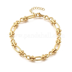 304ステンレススチール製オーバル＆インフィニティリンクチェーンブレスレット（女性用）  イオンプレーティング（ip）  ゴールドカラー  7-1/4インチ（18.4cm）&nbsp;BJEW-K226-14A-G