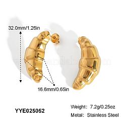 ファッショナブルなステンレススチールのスタッドピアス  クロワッサン  ゴールドカラー  32x16.6mm&nbsp;XS8397-3