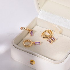Brass Micro Pave Cubic Zirconia Hoop Earrings&nbsp;WGF8540-02