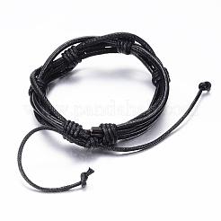 Adjustable Braided Cowhide Leather and Waxed Cord Multi-Strand Bracelets&nbsp;BJEW-G575-15C