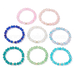 8Pcs 8 Colors Spray Painted Crackle Glass Beads Stretch Bracelets for Men Women&nbsp;BJEW-MZ00204