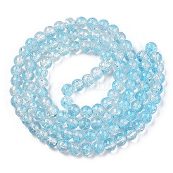 Transparent Crackle Baking Paint Glass Beads Strands&nbsp;LS-DGLA-T003-01B-06