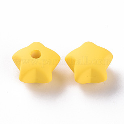 アクリルビーズ  ラバー加工スタイル  片穴  スター  ゴールド  16x17x11mm  穴：3.5mm&nbsp;LS-OACR-S039-01-81