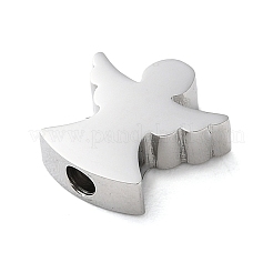 変色しない304ステンレススチールレーザーカットビーズ  天使  ステンレス鋼色  9.8x9.5x3mm  穴：1.8mm&nbsp;STAS-N104-09P