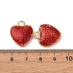 304ステンレススチールエナメルペンダント  ハートチャーム  ゴールドカラー  ファイヤーブリック  20x17x5mm  穴：3mm&nbsp;LS-STAS-Q363-04G