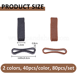 80色のプラスチックループキーパー2個  メンズ ベルト バックル アクセサリー  リング  ミックスカラー  43x12x9mm  40個/カラー&nbsp;FIND-FH0017-35