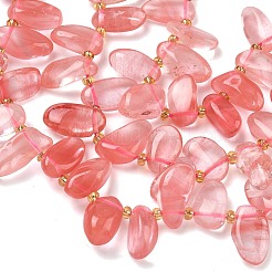 チェリークォーツガラスビーズ連売り  ティアドロップ  トップ掘削  シードビーズで  10~28x8~12x4~8mm  穴：0.9mm  約42~44個/連  15.16''~15.55''（38.5~39.5センチメートル）&nbsp;G-P604-A10-01