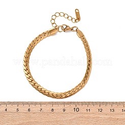 304ステンレススチール製パンツァーチェーンブレスレット（女性用）  PVD真空メッキ  長持ちメッキ  ゴールドカラー  7.80インチ（19.8cm）&nbsp;BJEW-F529-15G