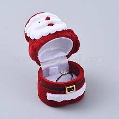 父のクリスマスの形のベルベットのアクセサリー箱  ポータブルジュエリー収納ケース  リングイヤリングネックレス用  レッド  4.7x4.2x6.6cm&nbsp;VBOX-L002-H01