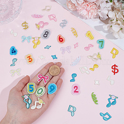 コンピューター刺繍ポリエステルアイロン/縫い付けパッチ40個  マスクと衣装のアクセサリー  混合図形  混合図形  10~31x10~31x1.5mm&nbsp;PATC-WH0021-071